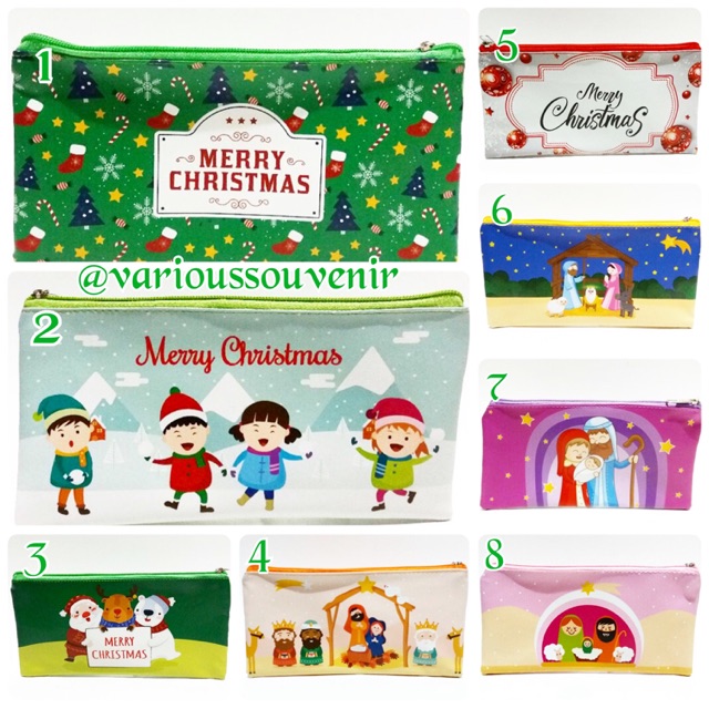 Christmas Case Tempat Pensil Souvenir Natal Christmas Sekolah Minggu Cosmetic Pouch Tempat Kosmetic