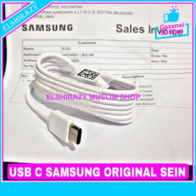 Kabel Data Fast Charging Samsung Galaxy ORIGINAL 100% USB C SEIN Putih