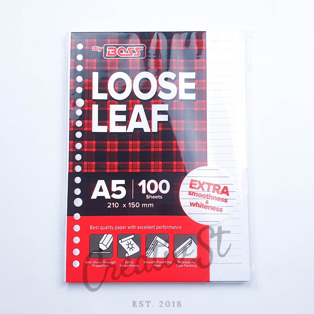 

BIG BOSS Loose Leaf A5 100 Lembar Garis 20 Ring Isi Binder