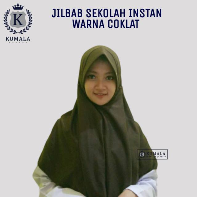 Seragam Sekolah Jilbab Coklat Pramuka Instan SD SMP SMA Model Instan Serut Bordir dan Segi Empat