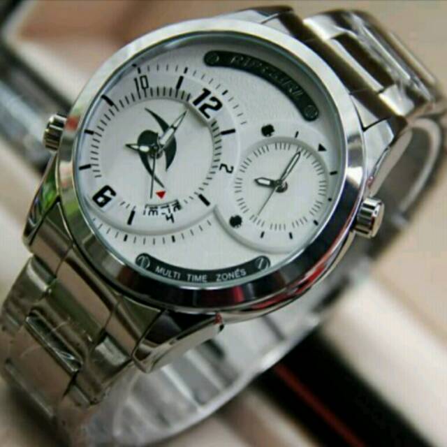 Jam Tangan Pria Elegant Exclusive Ripcurl Monster Dual Time Premium Sport Silver