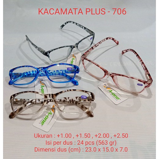 Kacamata Baca Plus (+) 706 Pria / Wanita +1.00, +1.50, +2.00, +2.50