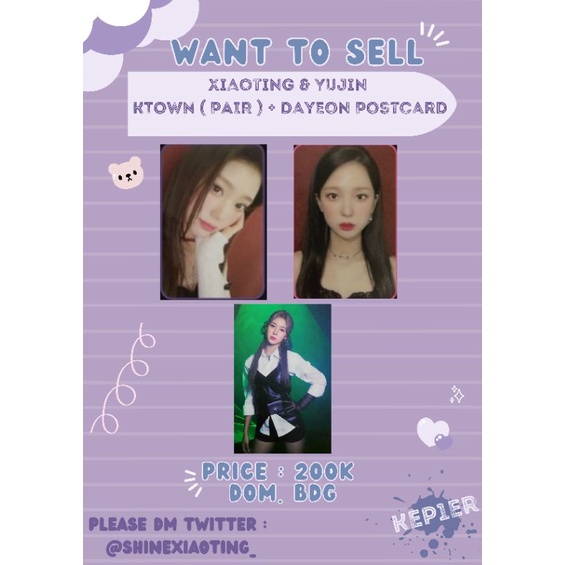 Xiaoting x Yujin Benefit KTOWN + Dayeon Postcard ( Kep1er )