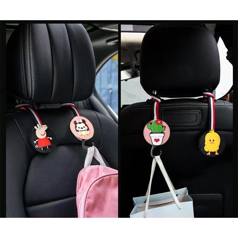 Kait Gantung Belakang Jok Mobil invisible Bahan suede Motif Kartun