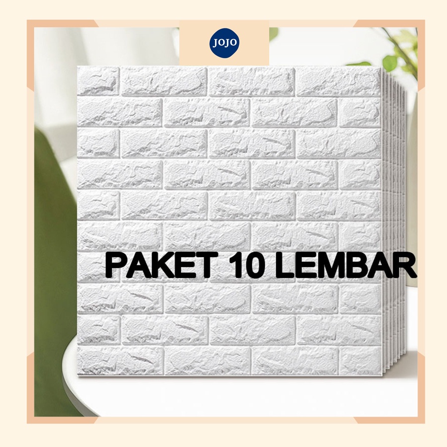 [COD] Paket 10 Lembar Wallpaper Dinding Foam 3D Bata Alam Stiker Dinding Kamar Tidur Peredam Suara