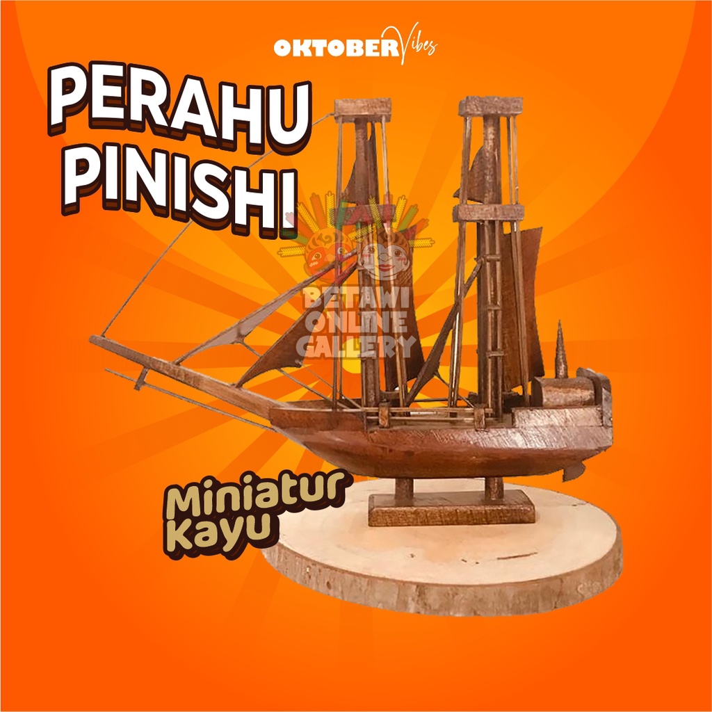 Miniatur Kapal / Perahu Pinisi Dewaruci Kayu &amp; Lidi