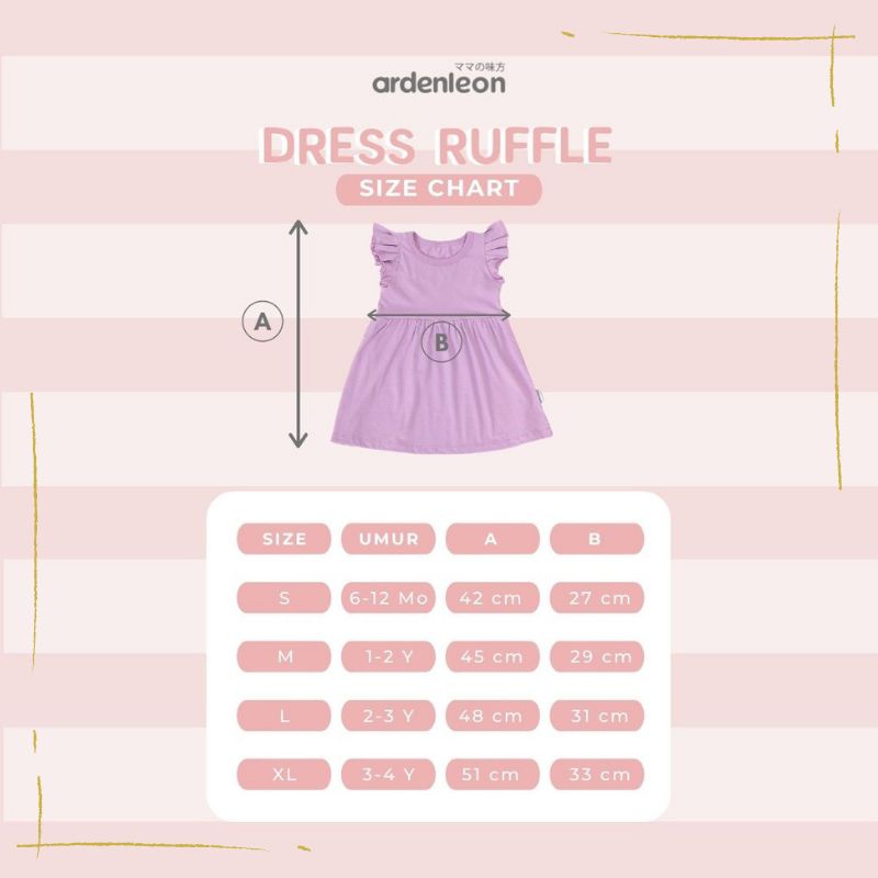 Lakuku - Ardenleon Dress Ruffle V.01 dan V.02 full colors Terusan Baju Rok Polos Anak Perempuan