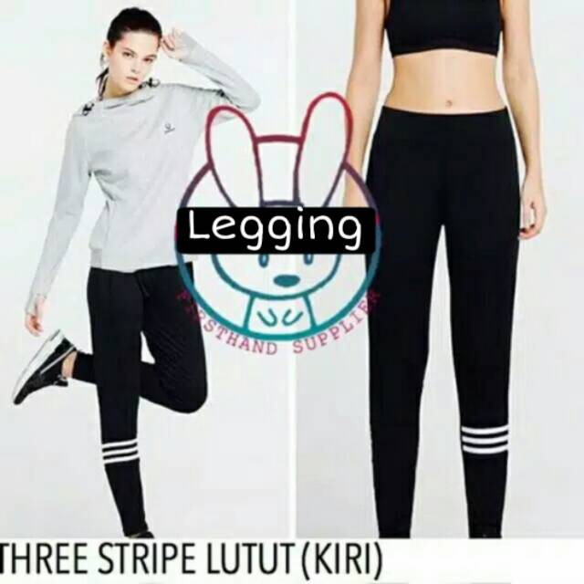 TBI Sport legging Compression Trple Stripe List Celana Olah Raga Yoga