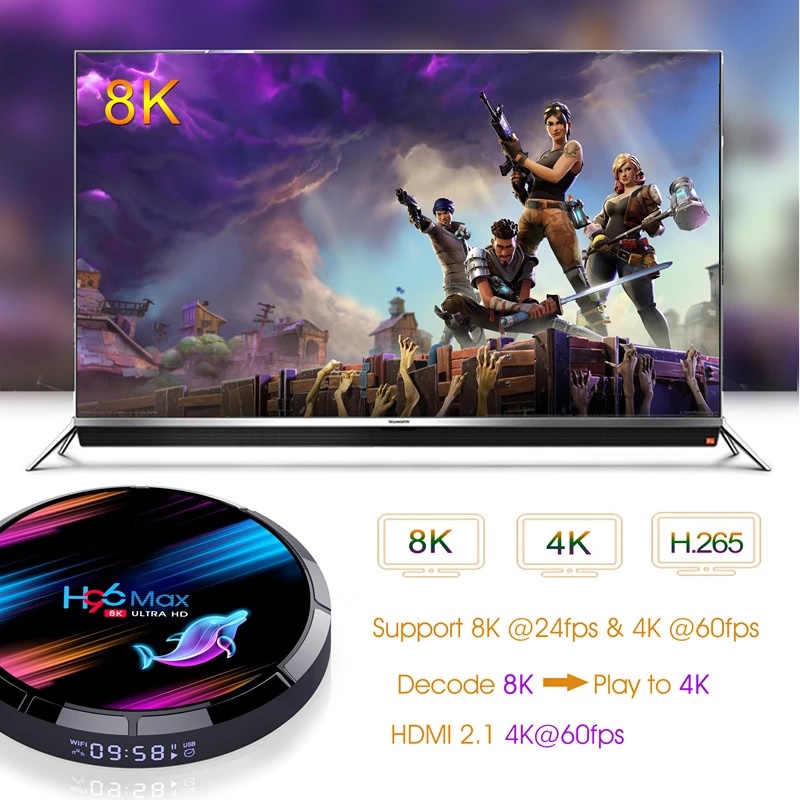 H96 MAX X3 - Android OS Smart TV Box 8K UHD - RAM 4GB ROM 128GB