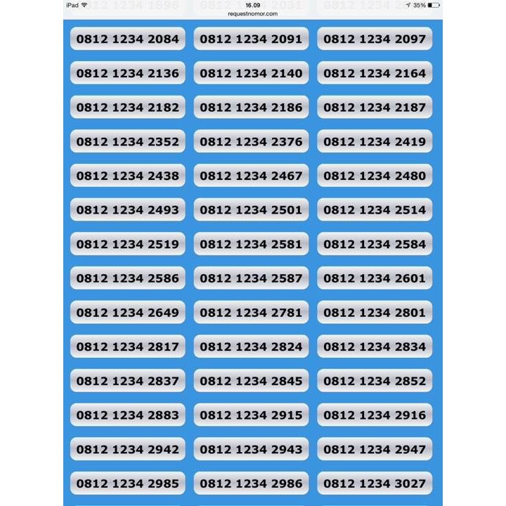 NOMOR CANTIK SIMPATI 0812 1234 XXXX