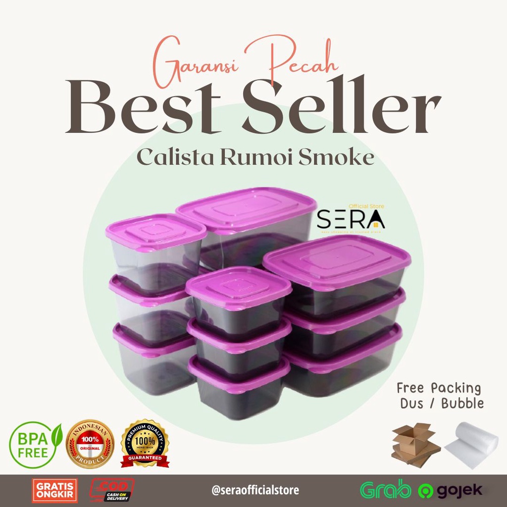 TOPLES PLASTIK CALISTA RUMOI SMOKE SET ISI 12 PCS-FOOD CONTAINER KONTAINER STORAGE PREPARATION MPASI