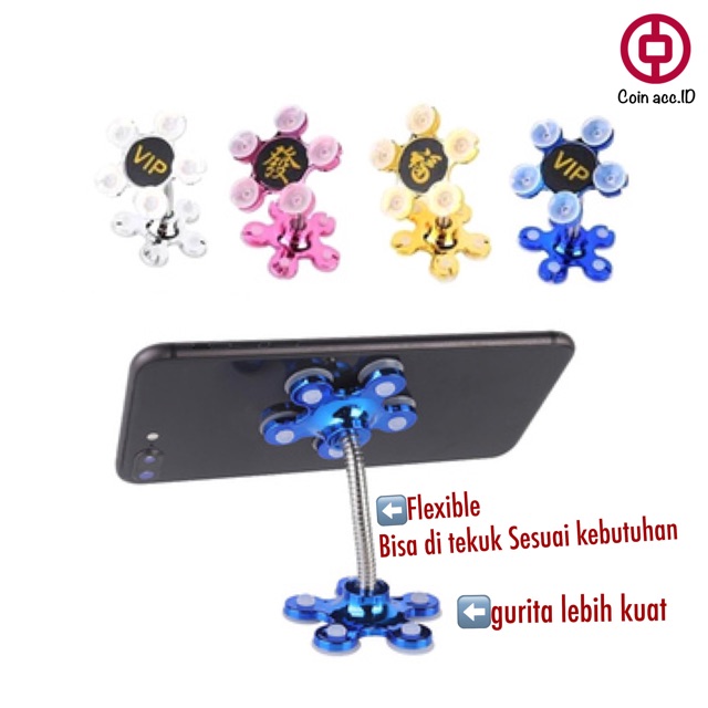 Holder VIP gurita flexible - holder bunga - holder mobil - suction stand