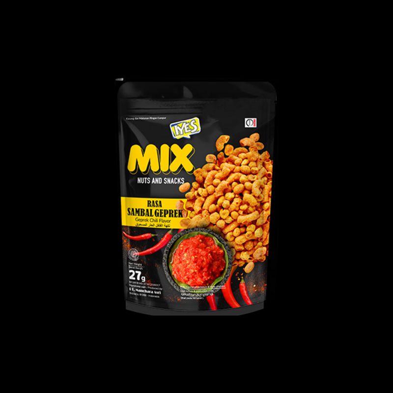 KACANG IYES MIX SAMBAL GEPREK 27gr / SNACK KACANG IYES KACANG OVEN MAKARONI SAMBAL GEPREK ENAK MURAH