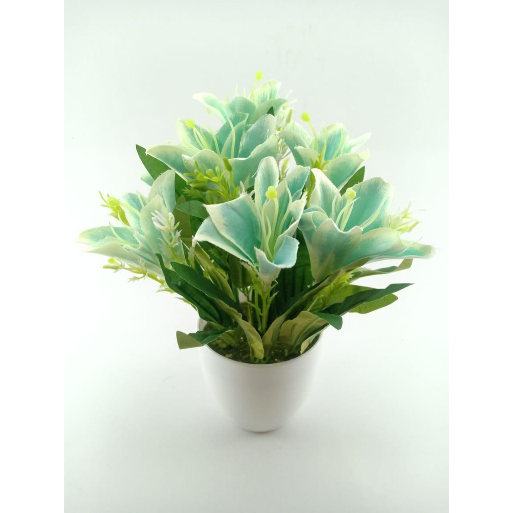 COD BUNGA PLASTIK BUNGA PAJANGAN IMITASI BUNGA ARTIFISIAL BUNGA LILY BUNGA HIAS PLASTIK BP8848-BIRU