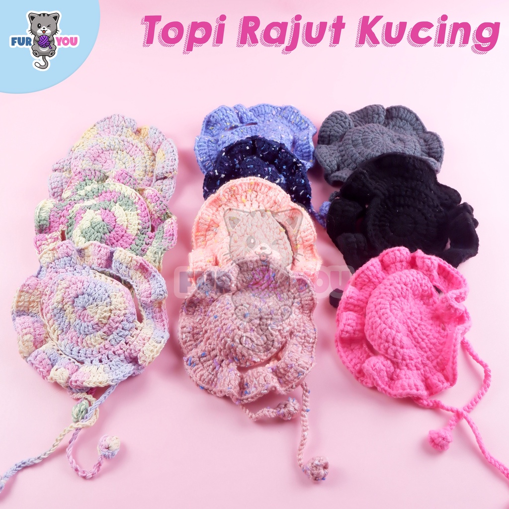 Topi Kucing Rajut Lucu Handmade Rajutan Lucu untuk Kucing Anabul All Size