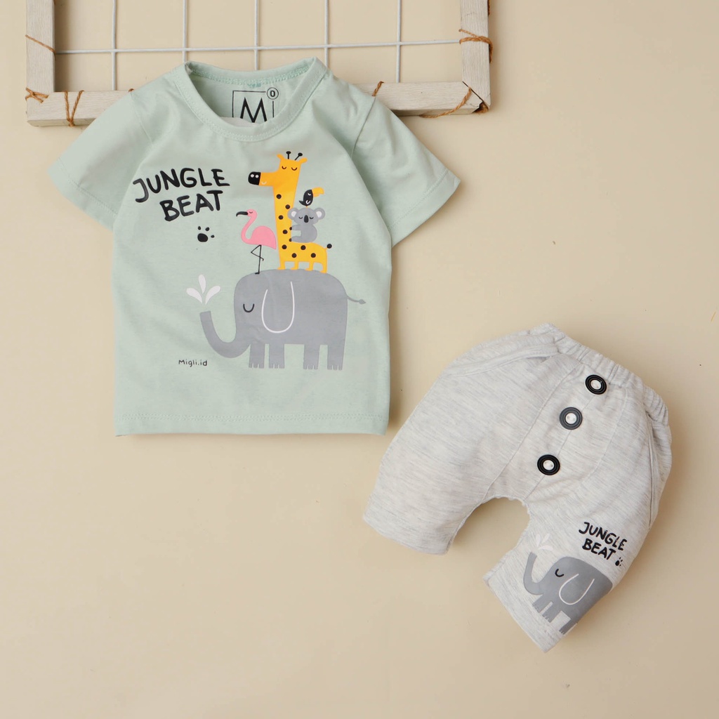 MG Motif Jungle Beat / Setelan Baju Bayi 6 Bulan - 3 tahun / Baju Anak Laki-laki