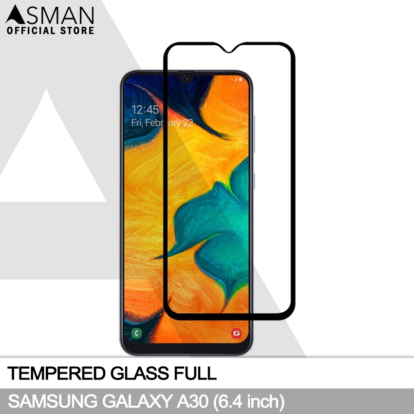 Tempered Glass Full Samsung Galaxy A30 (6.4&quot;) | Anti Gores Kaca - Hitam