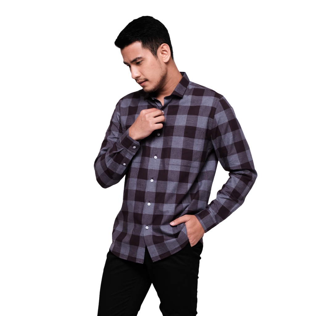 MOC Kemeja Lengan Panjang Pria KIQKING - MAROON