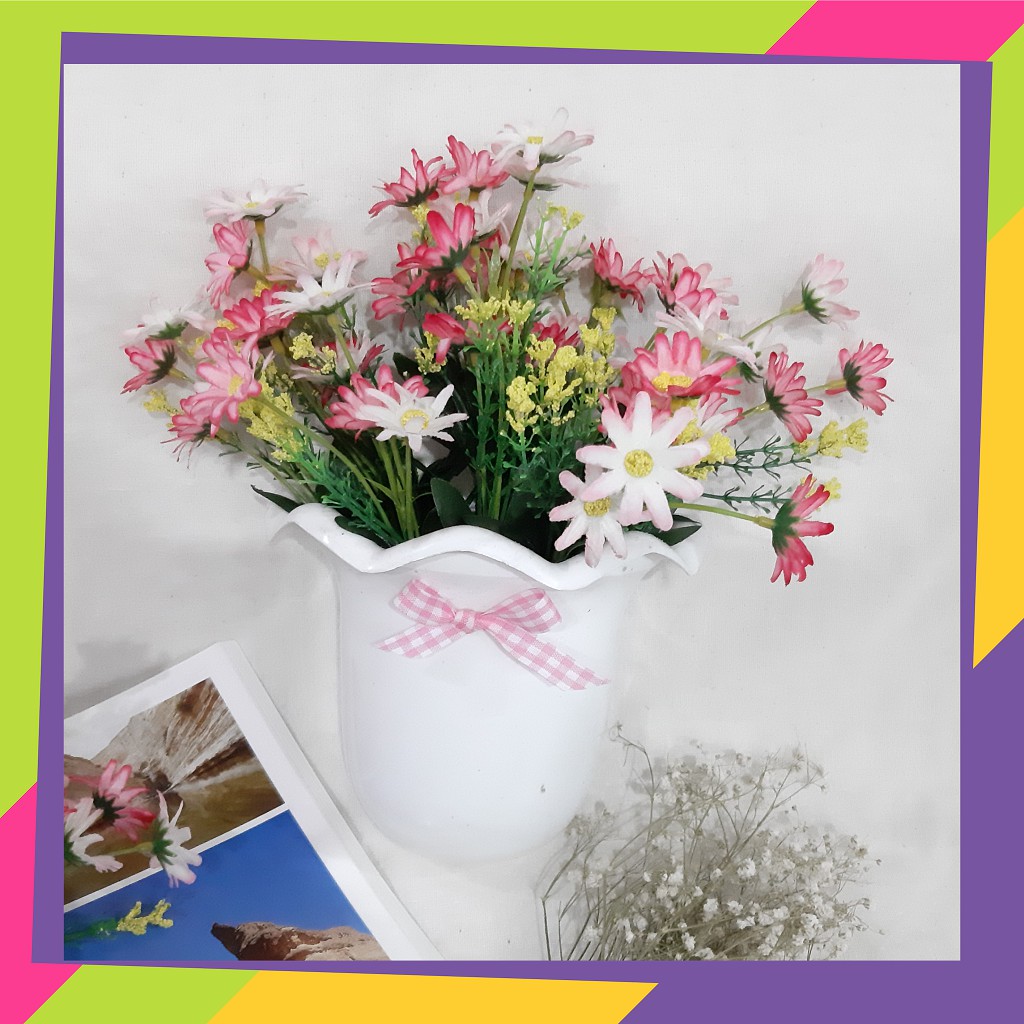 516 Buket bunga artificial aster - Vas pot dinding shabby chic