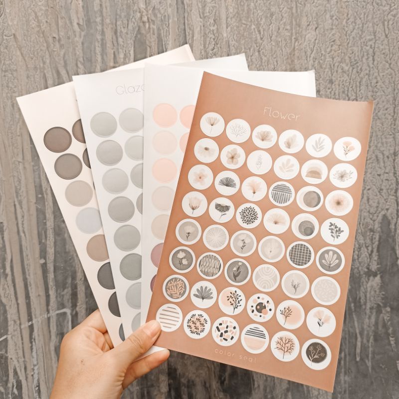 

Color Round Sticker Stiker kiss cut Bulat Pallet Color Dot Scrapbook Diary Planner Bujo Morandi waterproof Murah