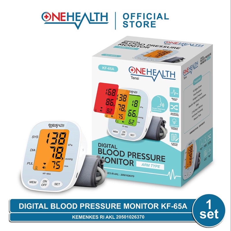 TENSIMETER DIGITAL ONEHEALTH MONITOR TYPE KF_65A LAYAR WARNA