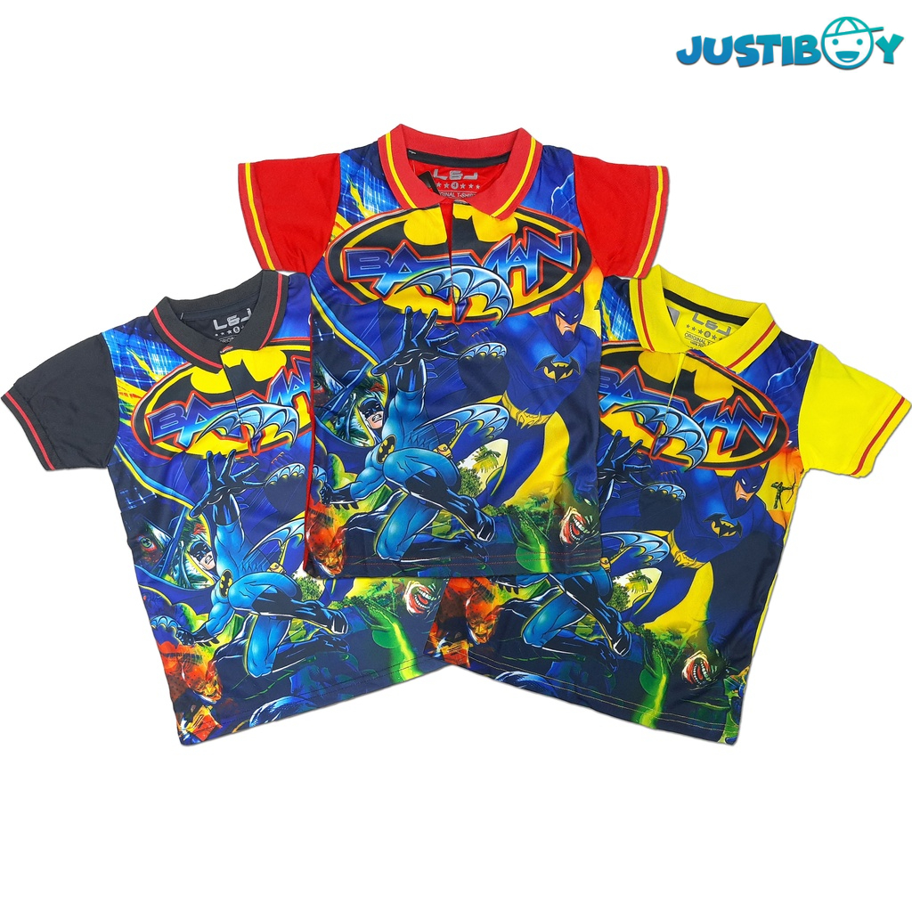 Baju Anak Laki Laki Polo Motif Superhero Batman Lengan Pendek 4 - 14 Tahun