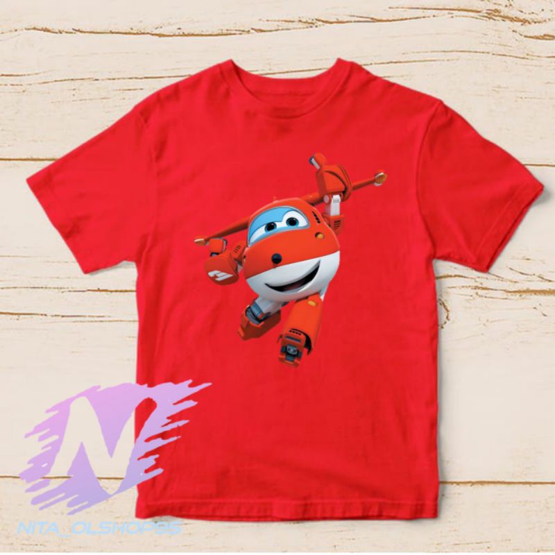 baju kaos anak superwings merah series tv pesawat