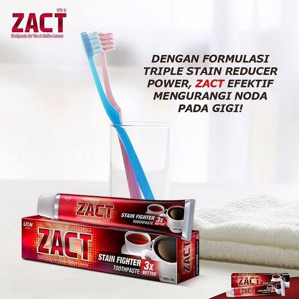 ORIGINAL ZACT Pasta Gigi 190gr / ZACT Stain Fighter / HELLOMARTID