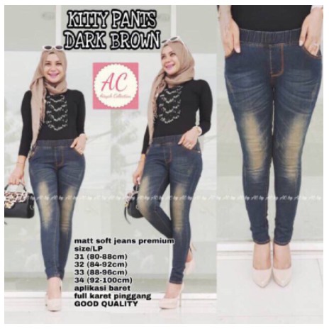 Simy jeans bahan melar pinggang karet