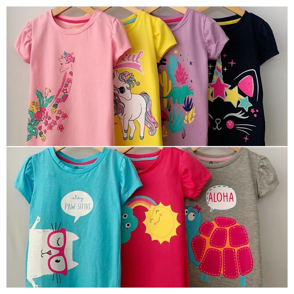 Kaos Anak Perempuan Smilee Original Super Premium Size 1- 5 Tahun