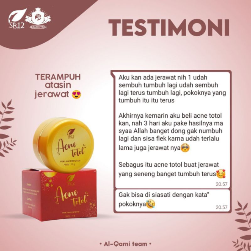 ACNE TOTOL SR12 HERBAL / CREAM OBAT JERAWAT AMPUH / JERAWAT KEMPES KERING / JERAWAT HORMONAL