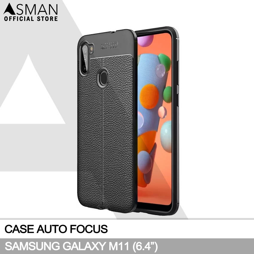 Auto Focus Samsung Galaxy M11 (6.4&quot;) | Soft Case Leather Premium - Hitam