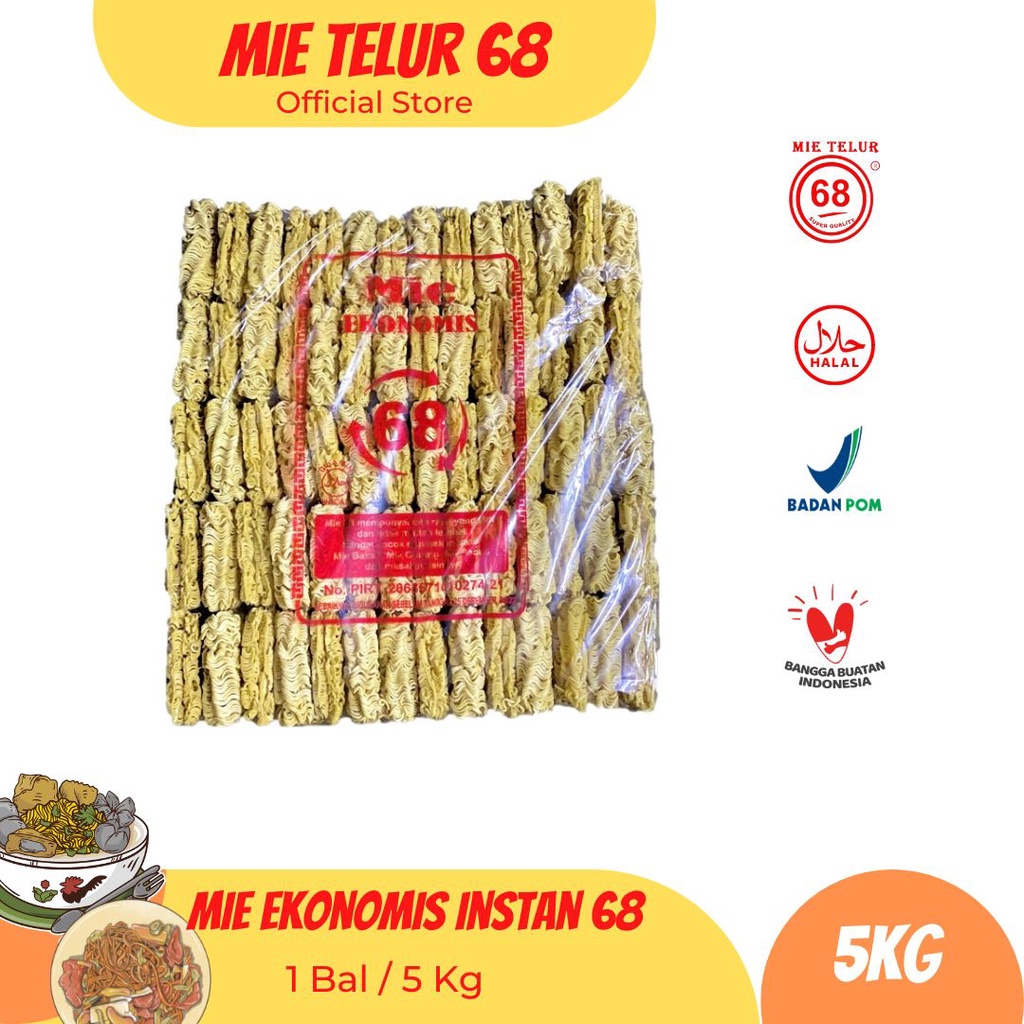 Jual Mie Instan 68 - 1 Bal 5 Kg Indomie tanpa bumbu - Mie kering Mie