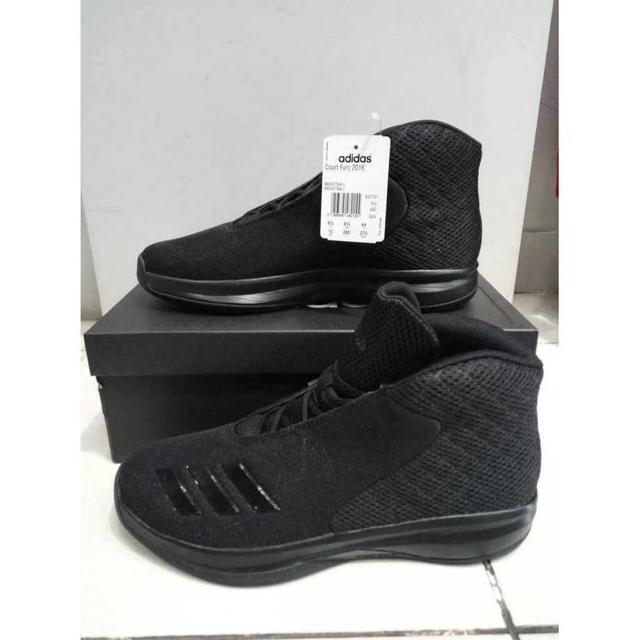 ADIDAS BASKET COURT FURY 2016 FULL BLACK AQ7751 SEPATU ORIGINAL BNIB