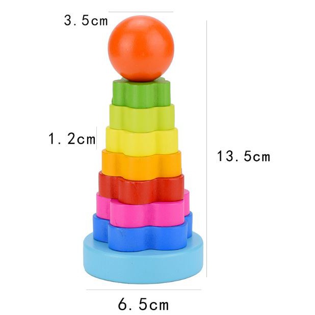 TweedyToys - Mainan Edukasi / Menara Kayu Bayi / Menara Warna Warni