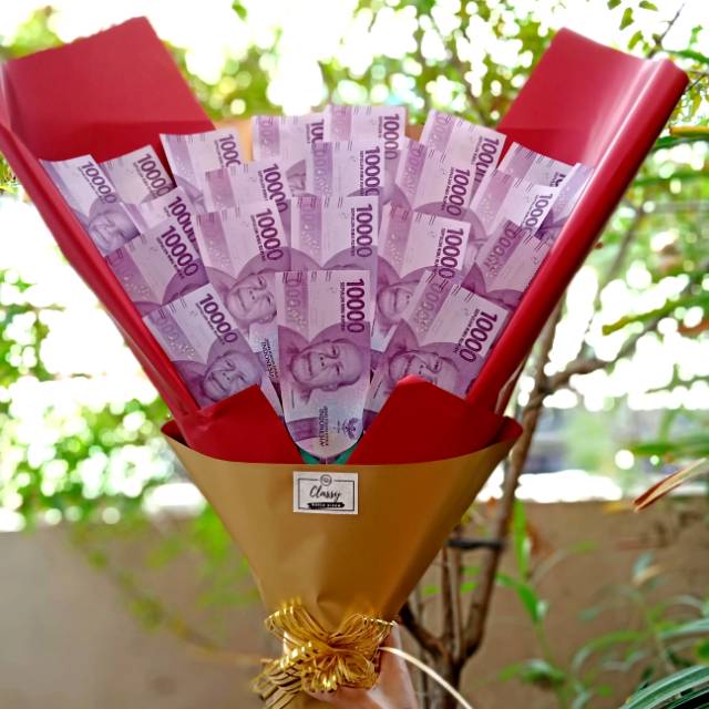 Large Standing Money Bouquet (10k) / Bucket Buket Bunga Uang Asli / Hadiah Wisuda / Birthday / Anniv