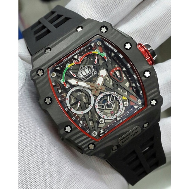 Jam Tangan RM Pria RM-50-03 Body Serat Karbon Automatic Original Bm