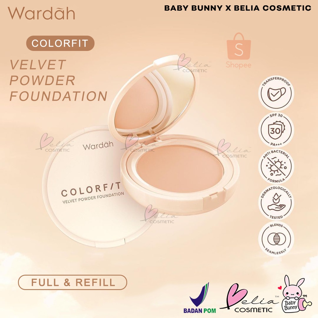 ❤ BELIA ❤ WARDAH Colorfit Velvet Powder Foundation SPF 20 PA+++ 11g | bedak padat TWC