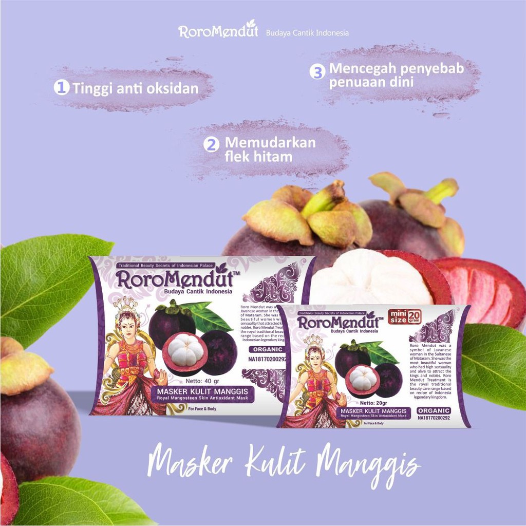 Roro Mendut Masker Kulit Manggis Anti Aging / Keriput / Flek Hitam 20gr &amp; 40gr