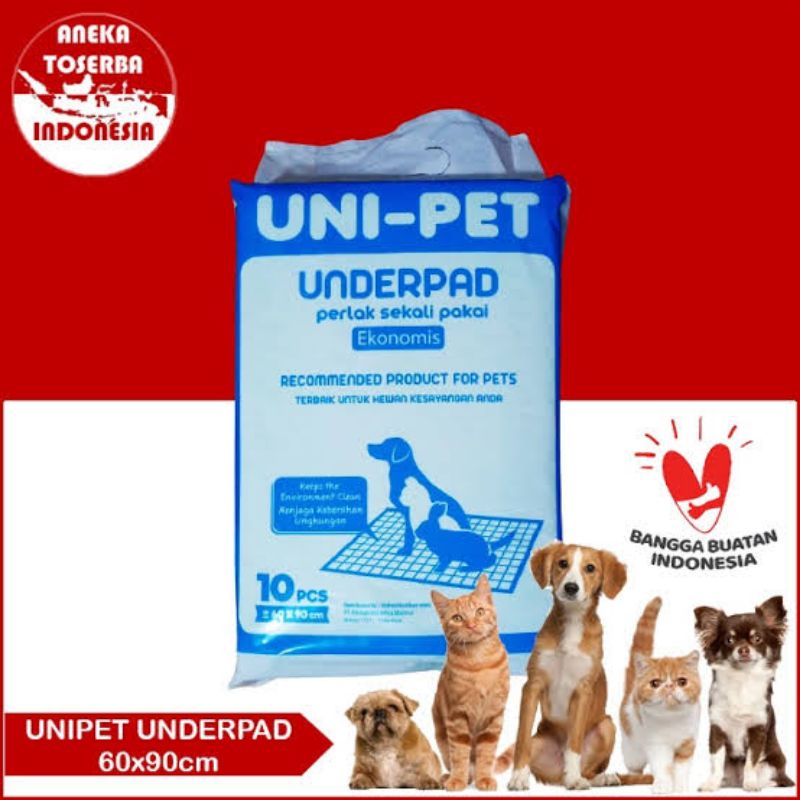 Unipet Underpad Perlak alas pipis anjing kucing kelinci training pad alas kandang size 60x90