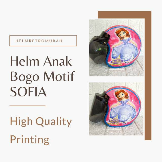 HELM BOGO ANAK/HELM ANAK CEWEK/HELM ANAK LUCU/HELM ANAK MOTIF SOFIA BERGARANSI