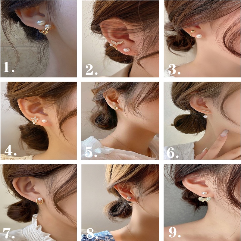 Anting Stud S925 Silver Needle Aksen Mutiara Gaya Retro Korea Untuk Aksesoris Perhiasan