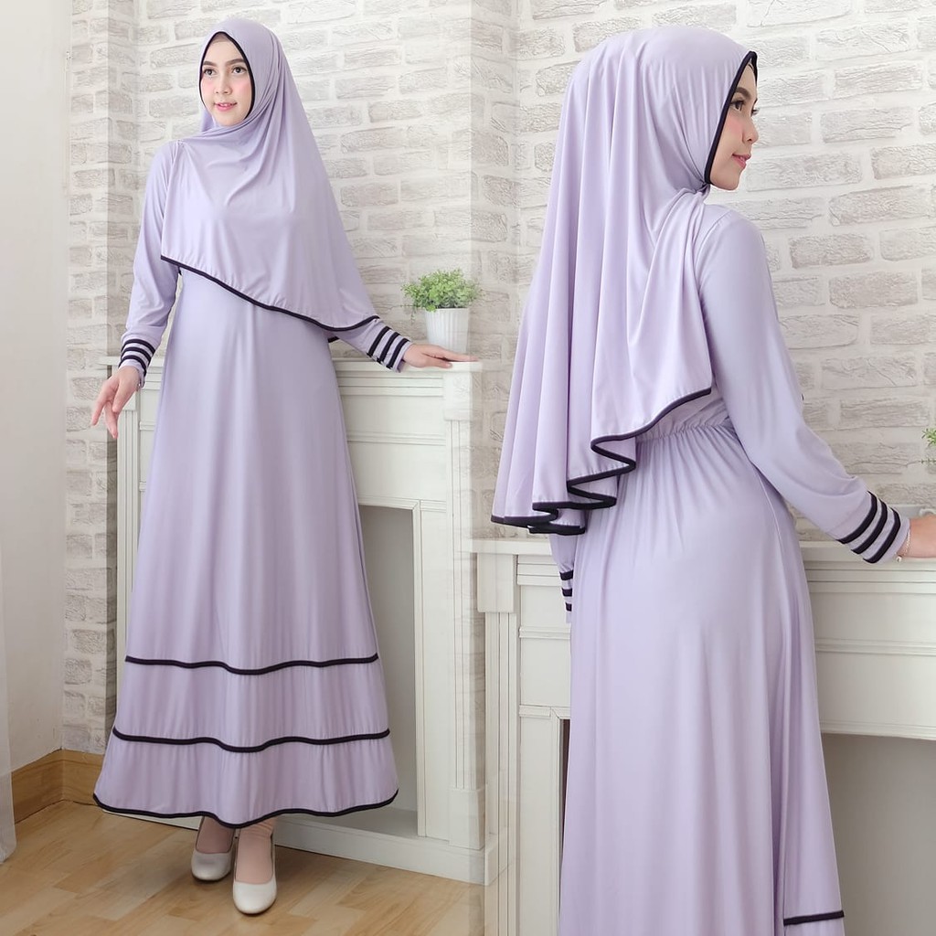Syfarose gamis syari 1 set 20 warna ( dapat jilbab ) baju muslim / busana Size L & XL-Lavender