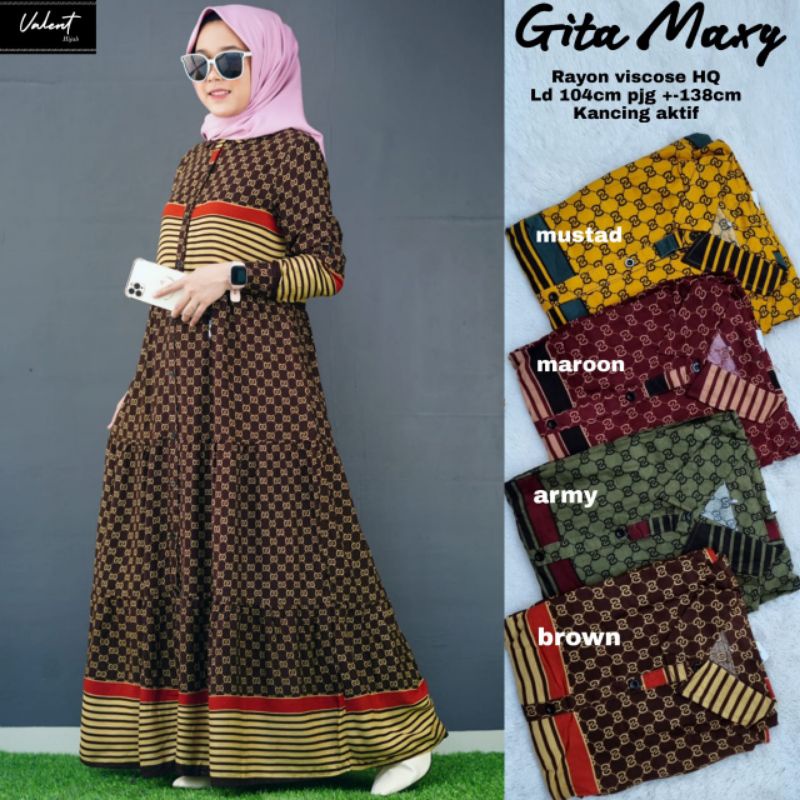GITA MAXY Dress Rayon Viscose HQ BUSUI MURAH TERBARU