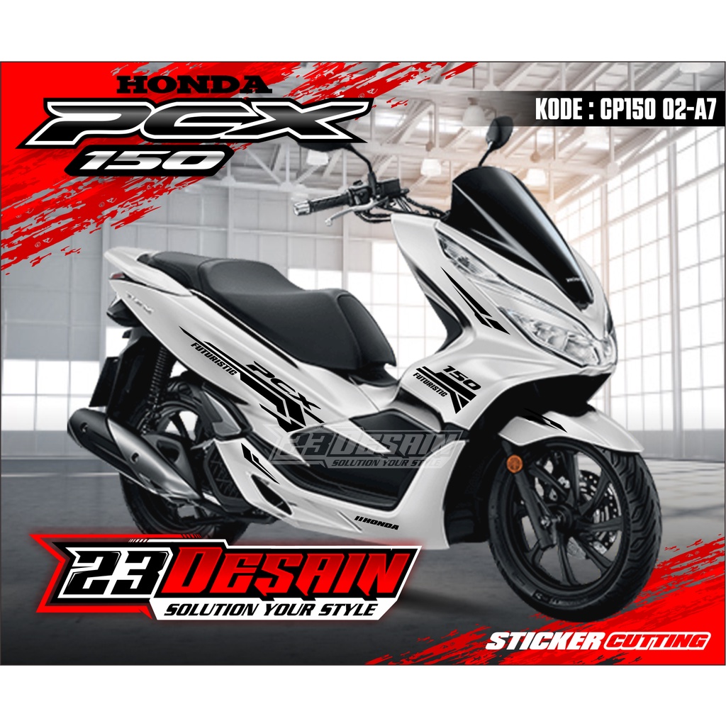 Sticker PCX 150 - Cutting Stiker New Pcx - Striping Honda PCX - Sticker Cutting PCX CP150 02 PUTIH
