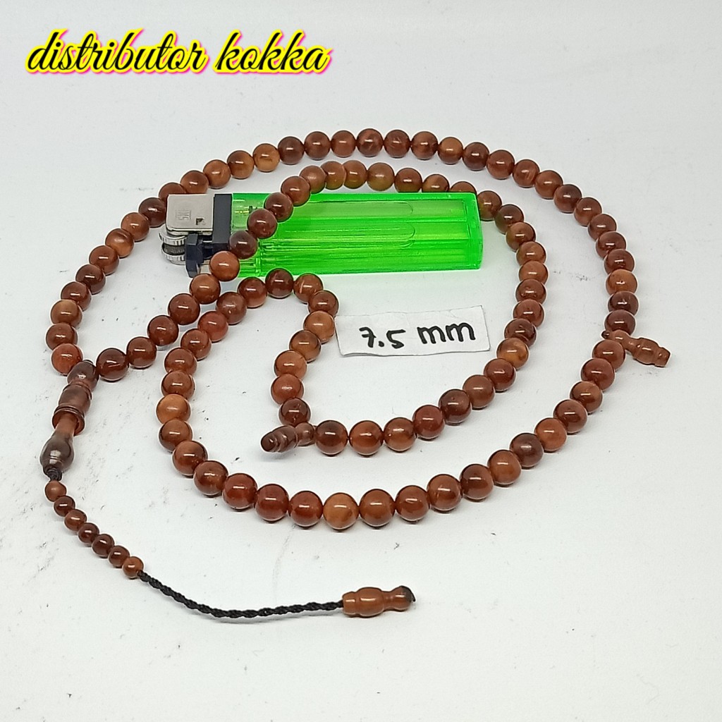 ( SUPER MURAH ) Tasbih kokka kaukah kaokah fukakah koka bulat polos 7,5 mm coklat