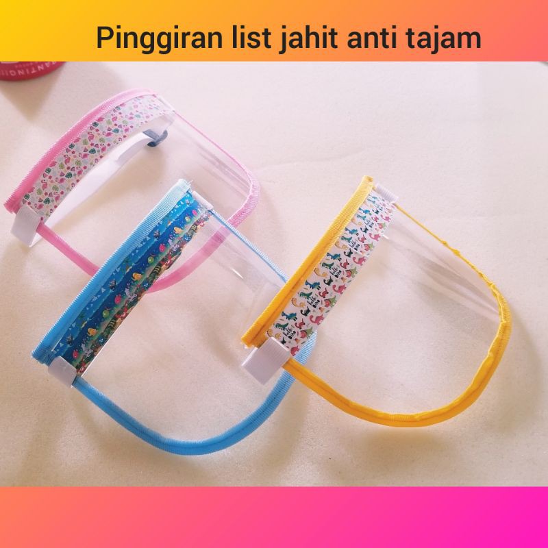 Face shield Anak karet adjustable pinggir jahit