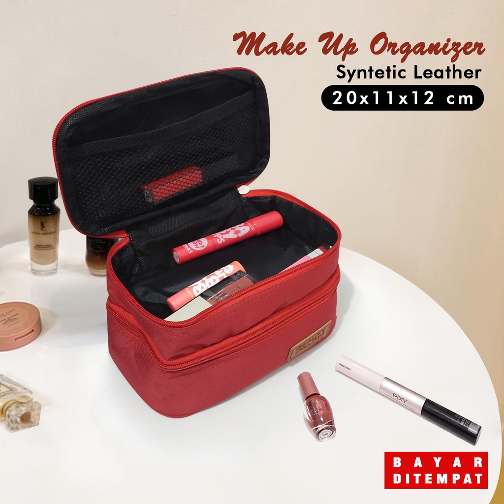 ORGANIZER BAG SUSUN POUCH KOSMETIK  WATERPROOF TRAVEL TEMPAT MAKE UP POLOS TAS COSMETIC WANITA MURAH