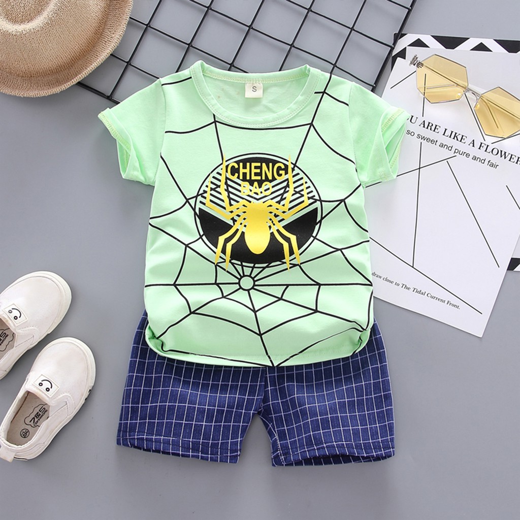 Setelan Pakaian Baju Celana Anak - Motif LOGO SPIDERMAN 014 - 8 bulan - 4 tahun