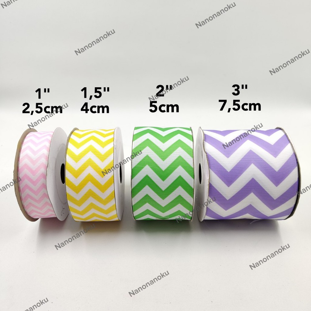 Pita Grossgrain Motif Zigzag 1 inch (2,5 cm) - 1,5&quot; (4cm) - 2&quot; (5cm) - 3&quot; (7,5cm)